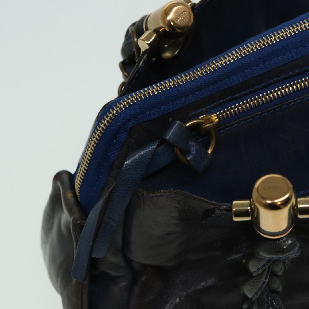 Chloe Hand Bag Leather Navy ar12061