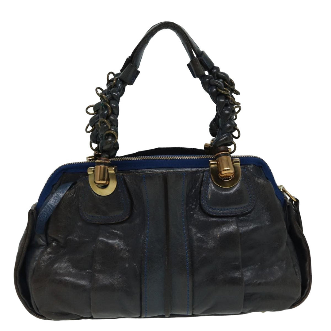 Chloe Hand Bag Leather Navy ar12061