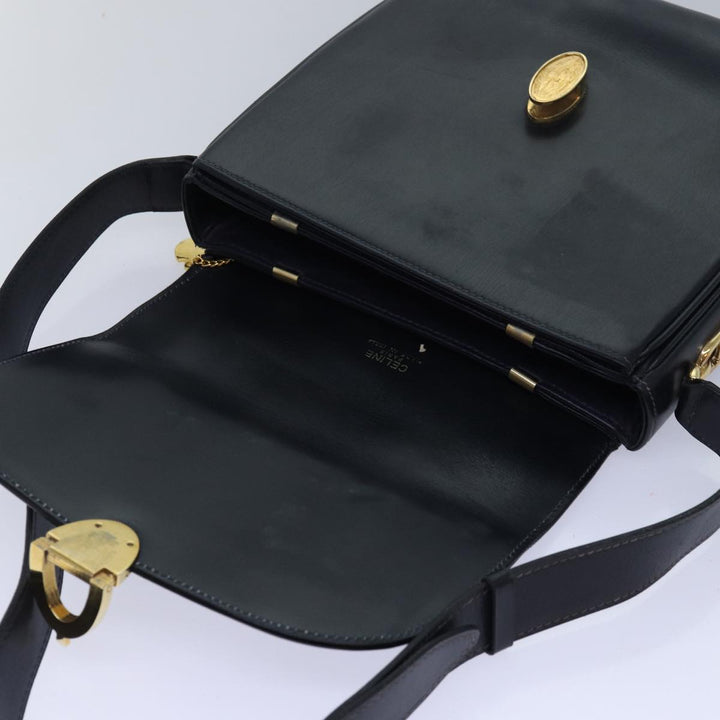 Celine Shoulder Bag Leather Black Auth ar12071