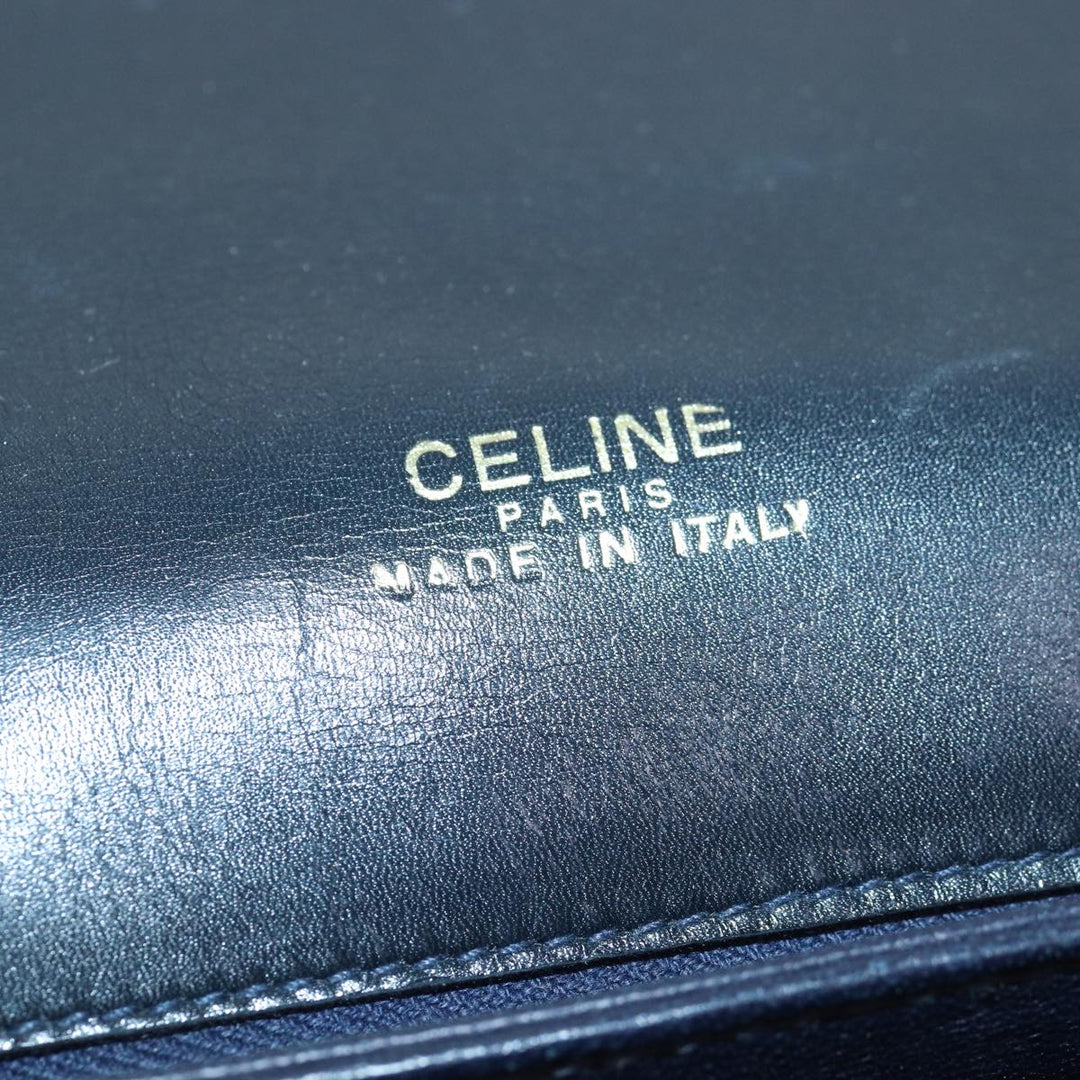 Celine Shoulder Bag Leather Black Auth ar12071