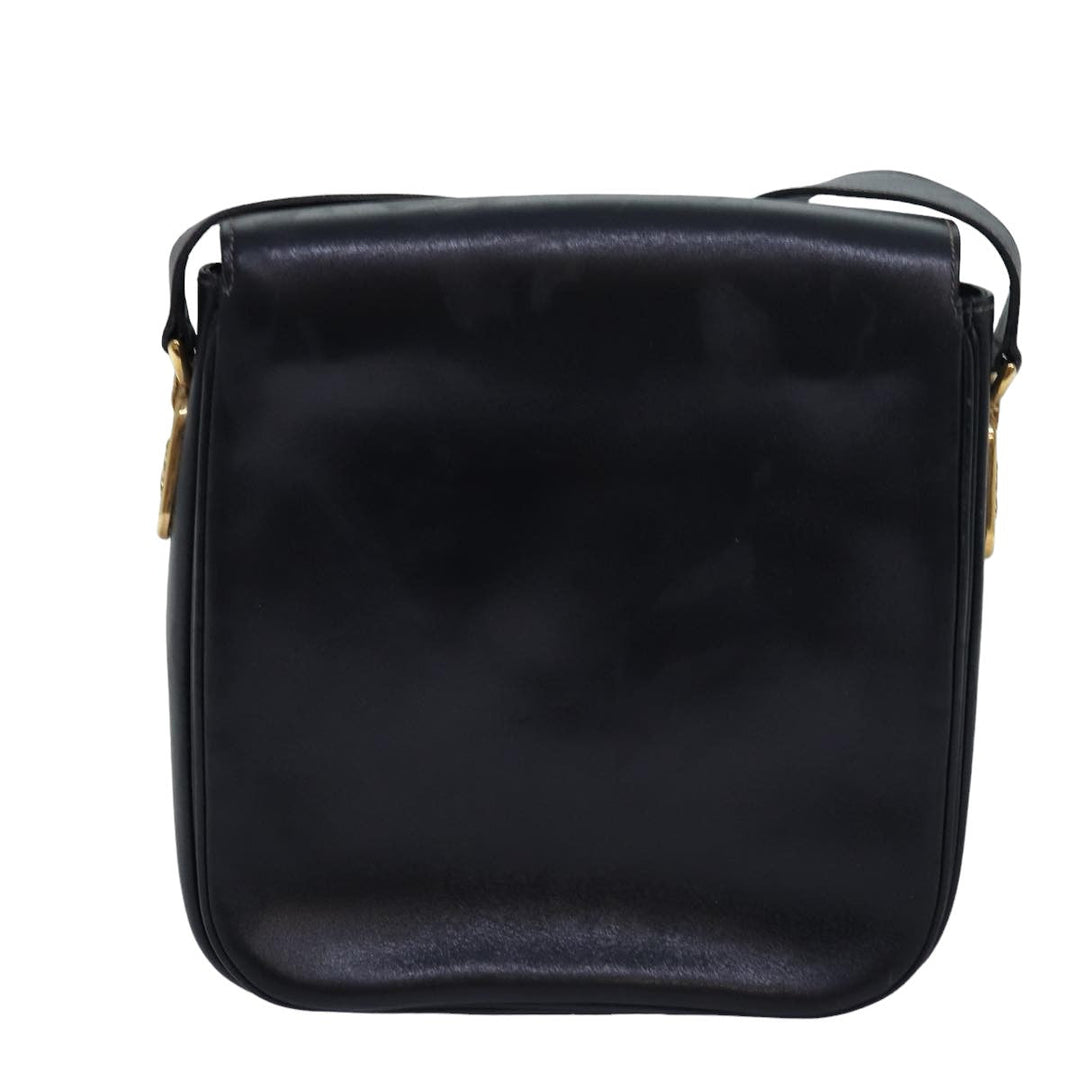 Celine Shoulder Bag Leather Black Auth ar12071