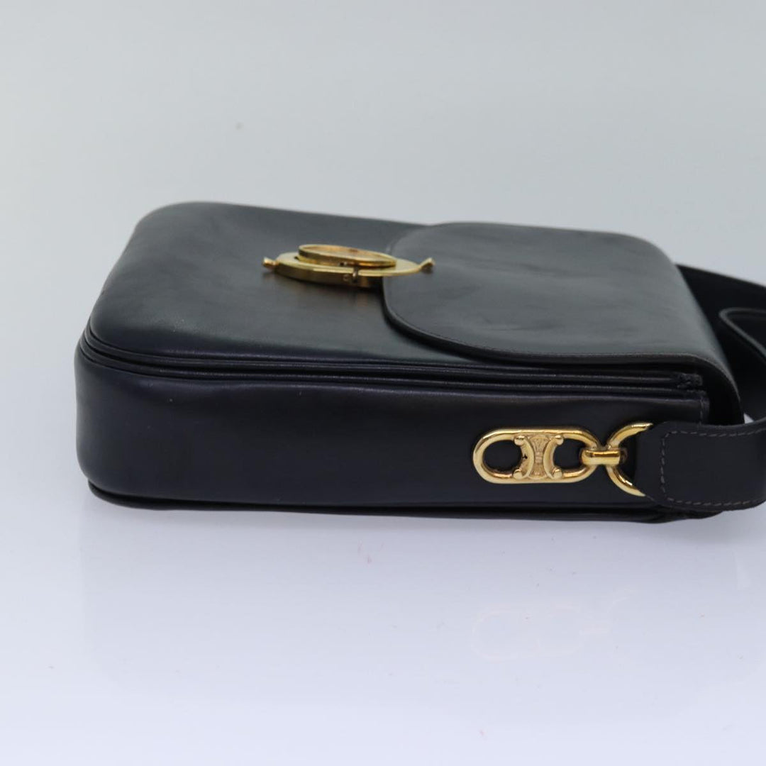 Celine Shoulder Bag Leather Black Auth ar12071