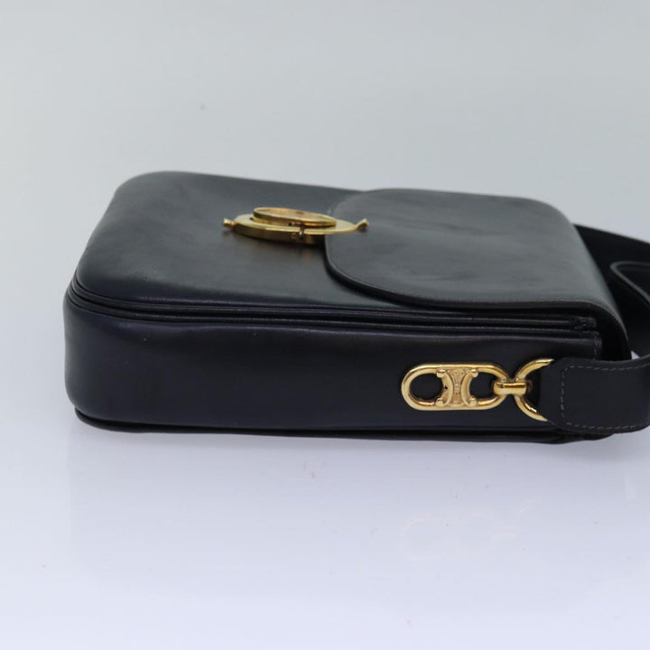 Celine Shoulder Bag Leather Black Auth ar12071