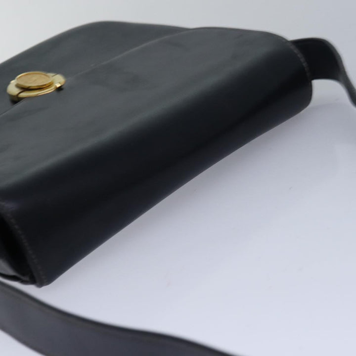 Celine Shoulder Bag Leather Black Auth ar12071