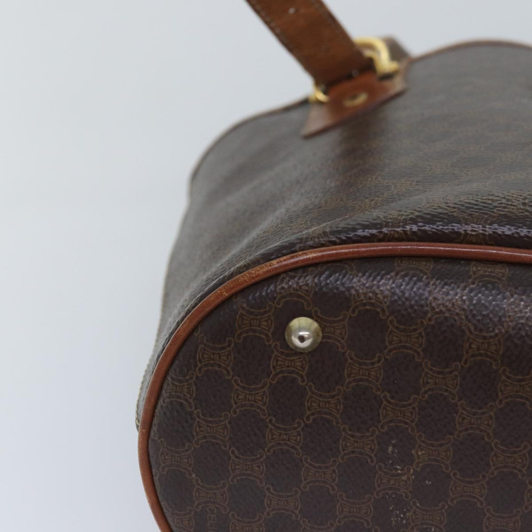 Celine Macadam Canvas Hand Bag PVC Leather Brown Auth ar12156