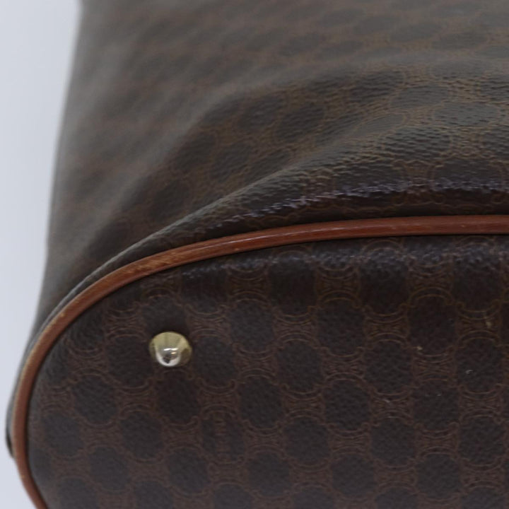 Celine Macadam Canvas Hand Bag PVC Leather Brown Auth ar12156