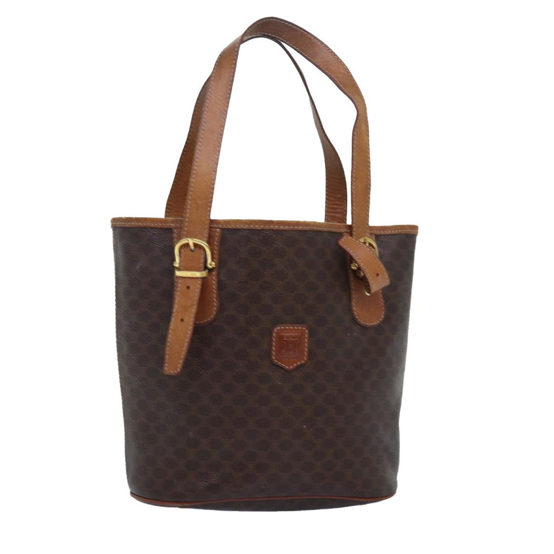 Celine Macadam Canvas Hand Bag PVC Leather Brown Auth ar12156