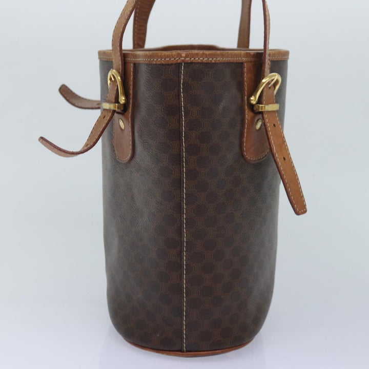 Celine Macadam Canvas Hand Bag PVC Leather Brown Auth ar12156