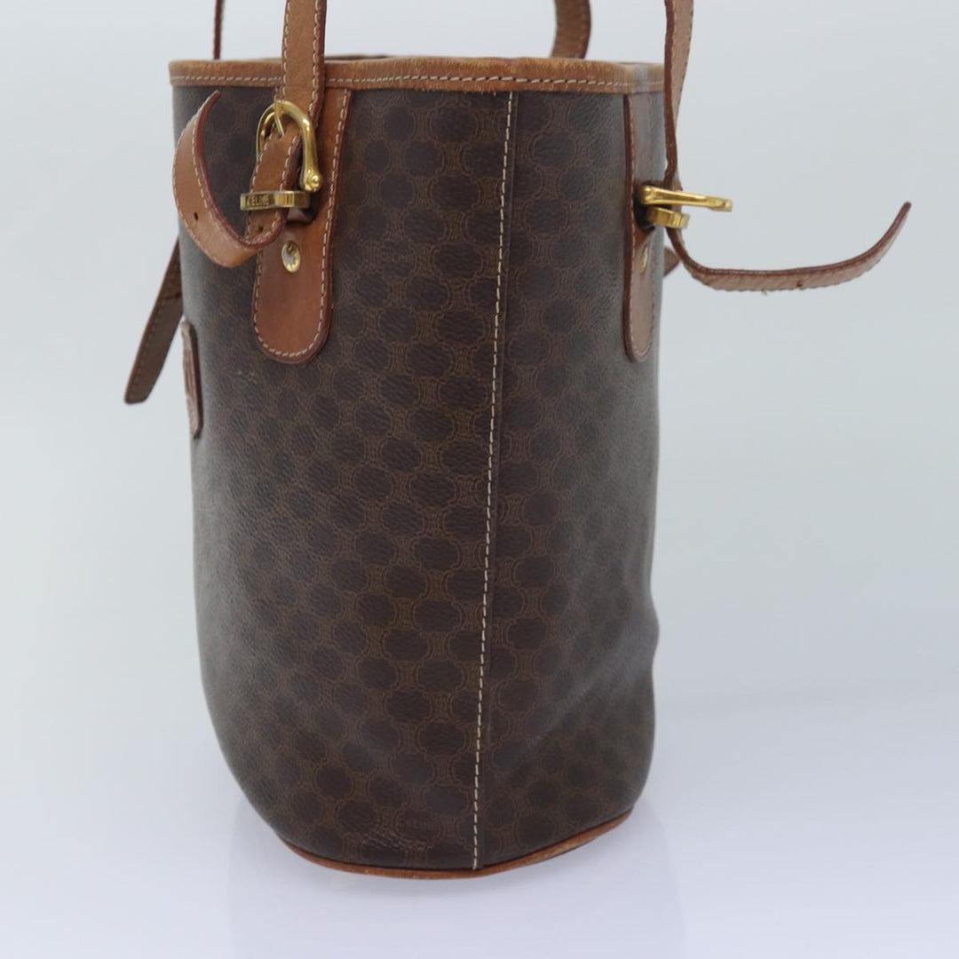 Celine Macadam Canvas Hand Bag PVC Leather Brown Auth ar12156