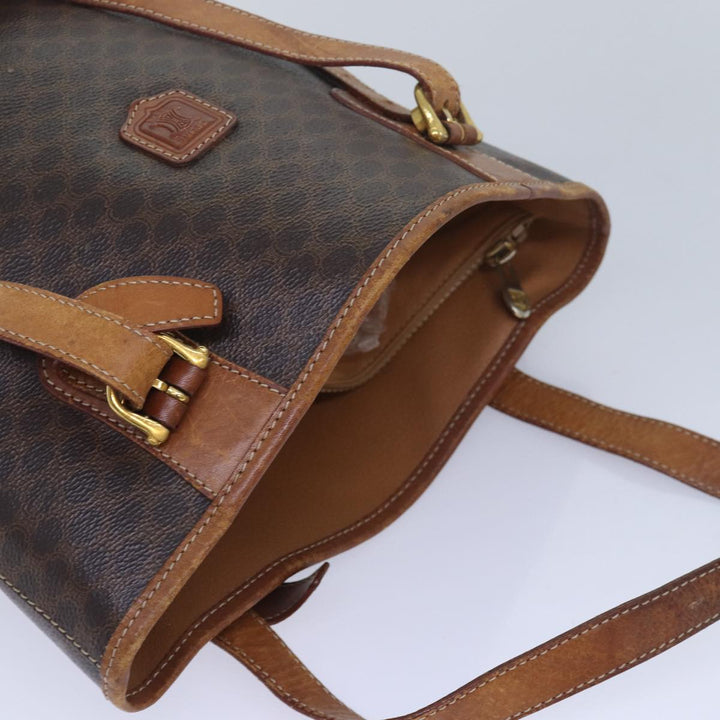 Celine Macadam Canvas Hand Bag PVC Leather Brown Auth ar12156