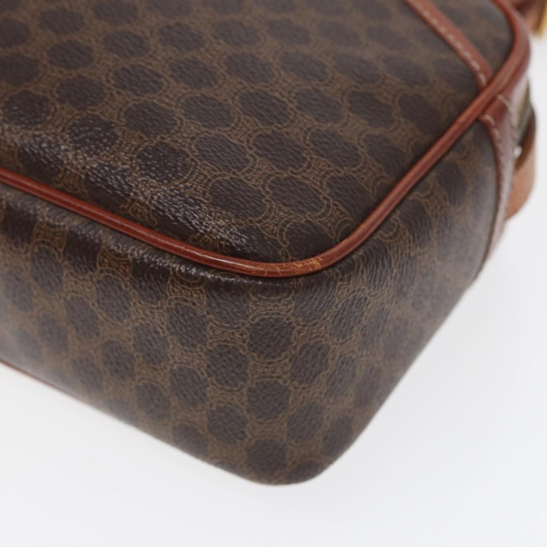 Celine Macadam Canvas Shoulder Bag PVC Leather Brown Auth ar12157