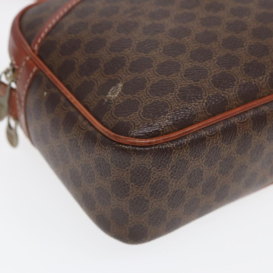 Celine Macadam Canvas Shoulder Bag PVC Leather Brown Auth ar12157