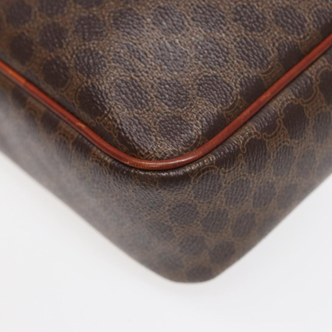 Celine Macadam Canvas Shoulder Bag PVC Leather Brown Auth ar12157