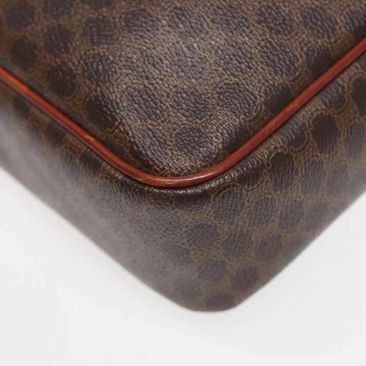 Celine Macadam Canvas Shoulder Bag PVC Leather Brown Auth ar12157