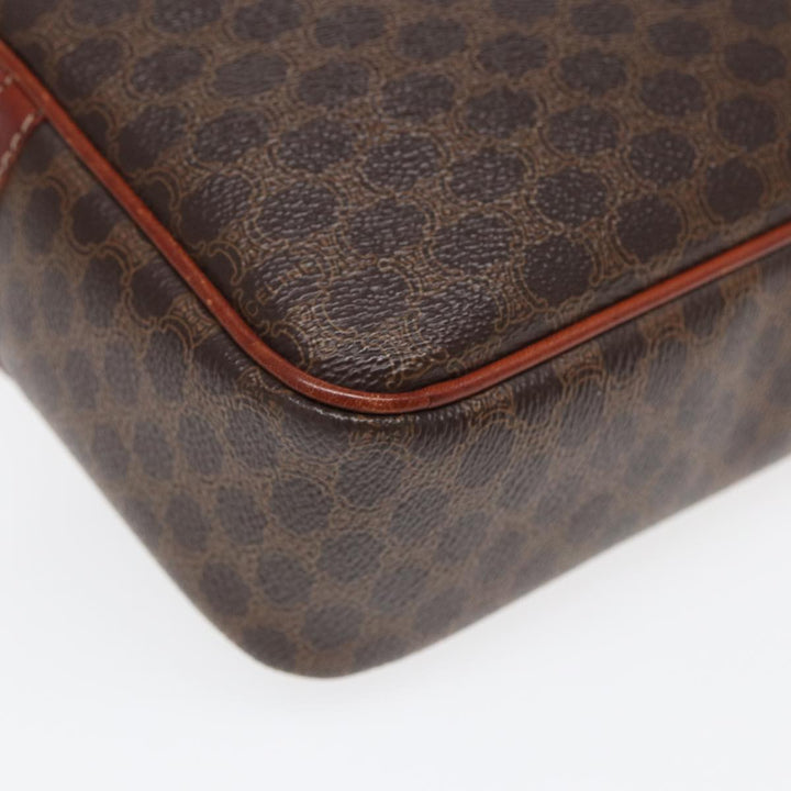 Celine Macadam Canvas Shoulder Bag PVC Leather Brown Auth ar12157