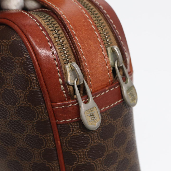 Celine Macadam Canvas Shoulder Bag PVC Leather Brown Auth ar12157