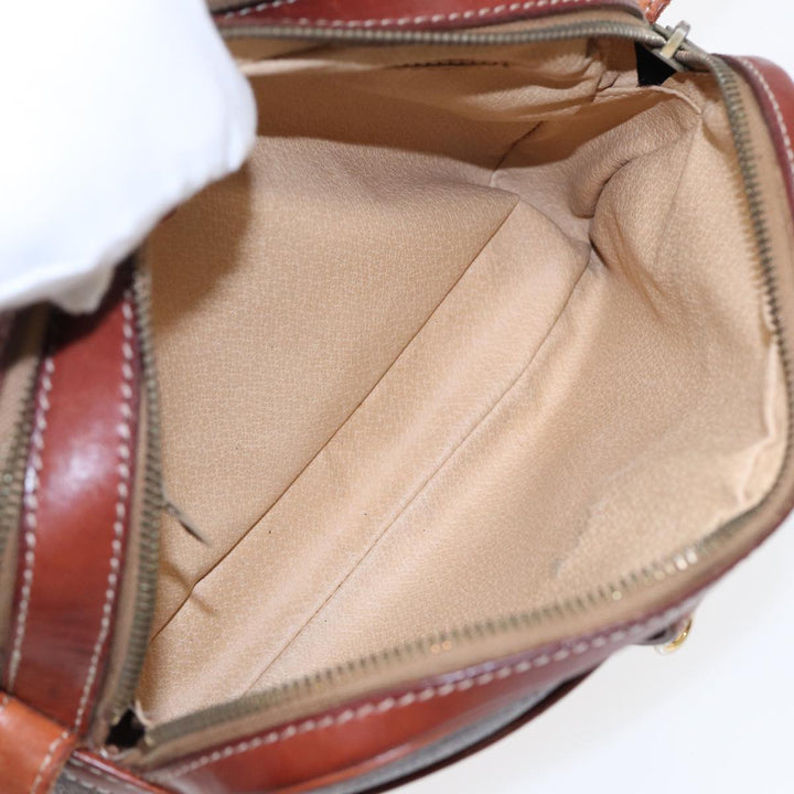 Celine Macadam Canvas Shoulder Bag PVC Leather Brown Auth ar12157