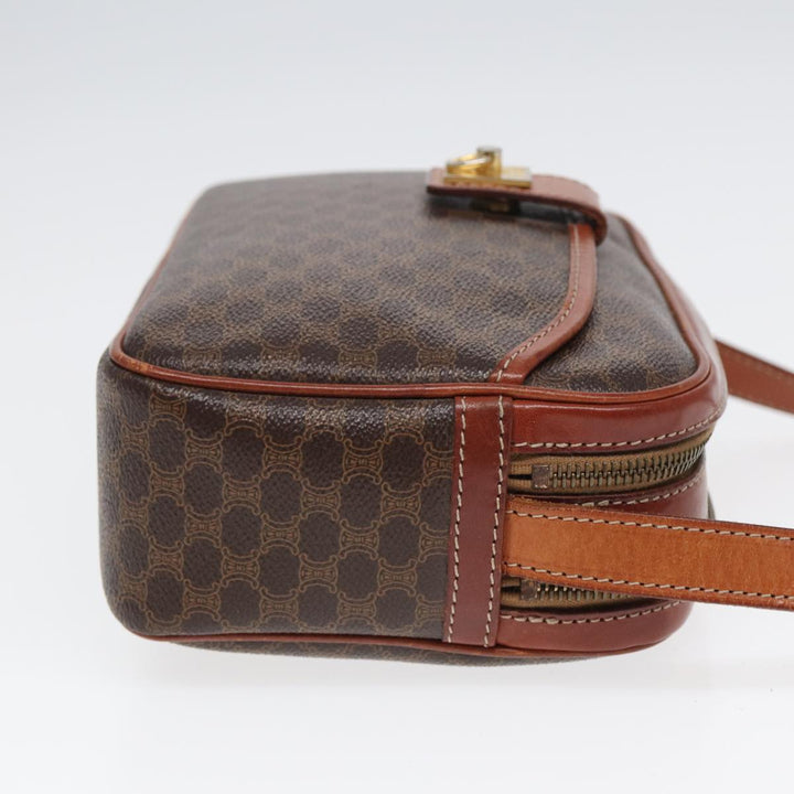 Celine Macadam Canvas Shoulder Bag PVC Leather Brown Auth ar12157