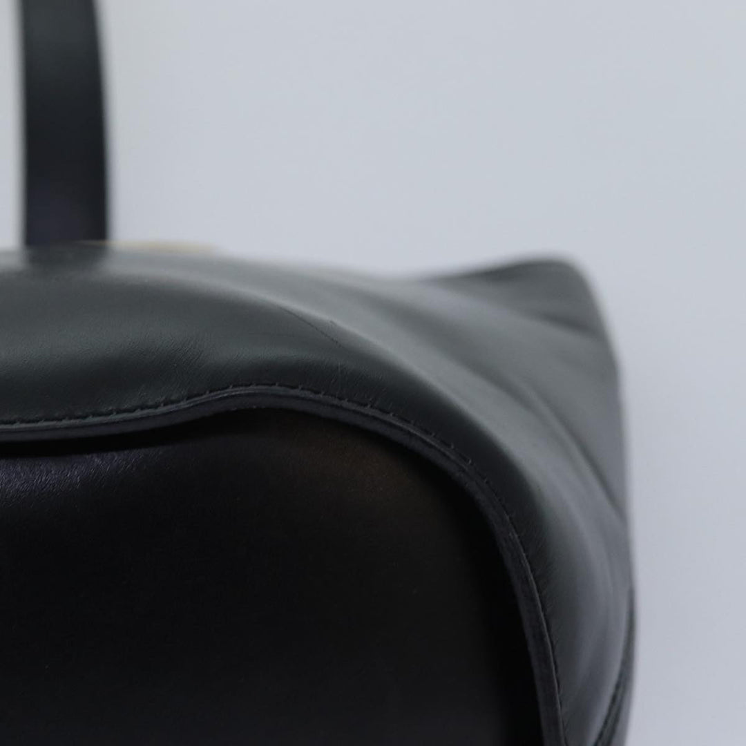 Celine Circle Hand Bag Leather Black Auth ar12160