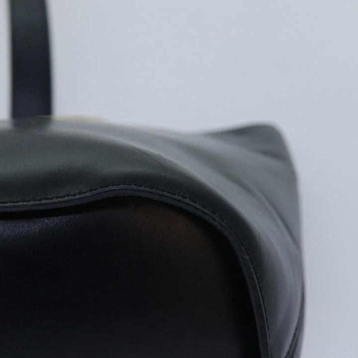 Celine Circle Hand Bag Leather Black Auth ar12160