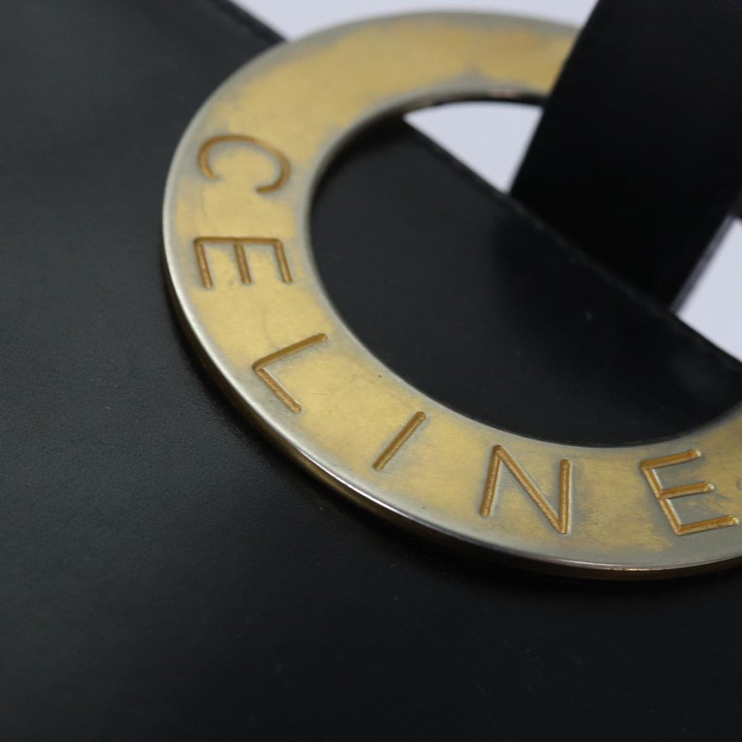 Celine Circle Hand Bag Leather Black Auth ar12160