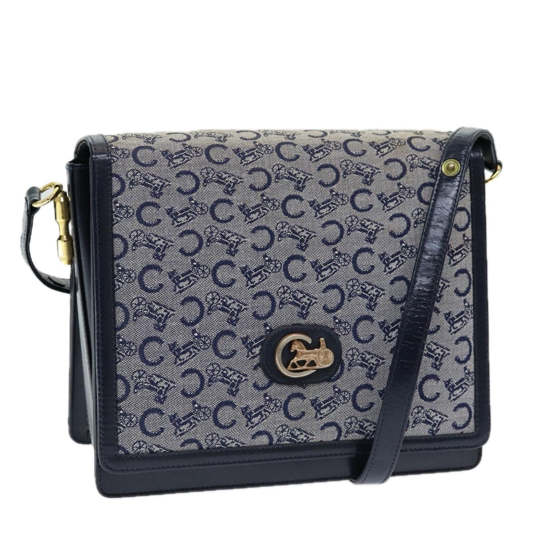 Celine C Sulky Shoulder Bag Canvas Navy Auth ar12162