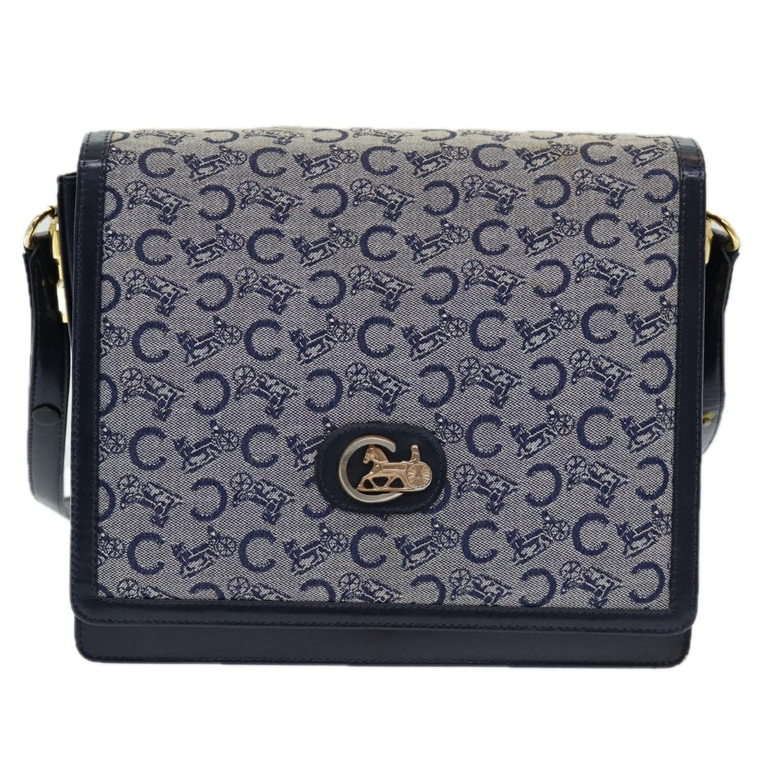 Celine C Sulky Shoulder Bag Canvas Navy Auth ar12162