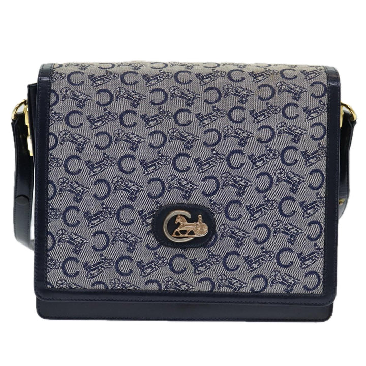 Celine C Sulky Shoulder Bag Canvas Navy Auth ar12162
