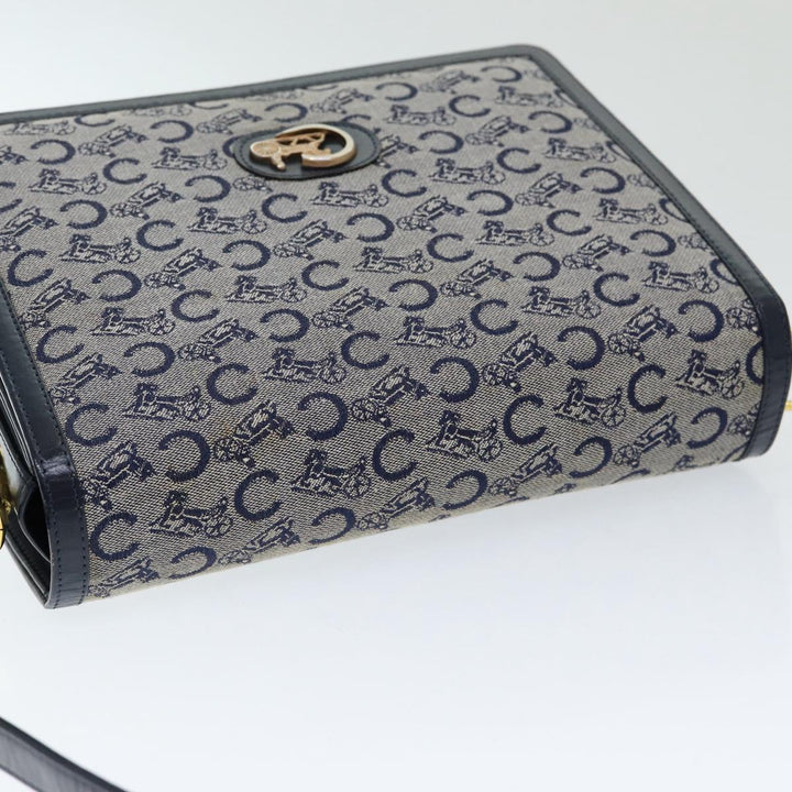 Celine C Sulky Shoulder Bag Canvas Navy Auth ar12162