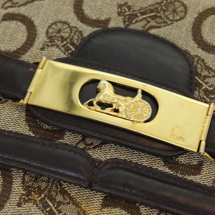 Celine C Sulky Shoulder Bag Canvas Beige Auth ar12163
