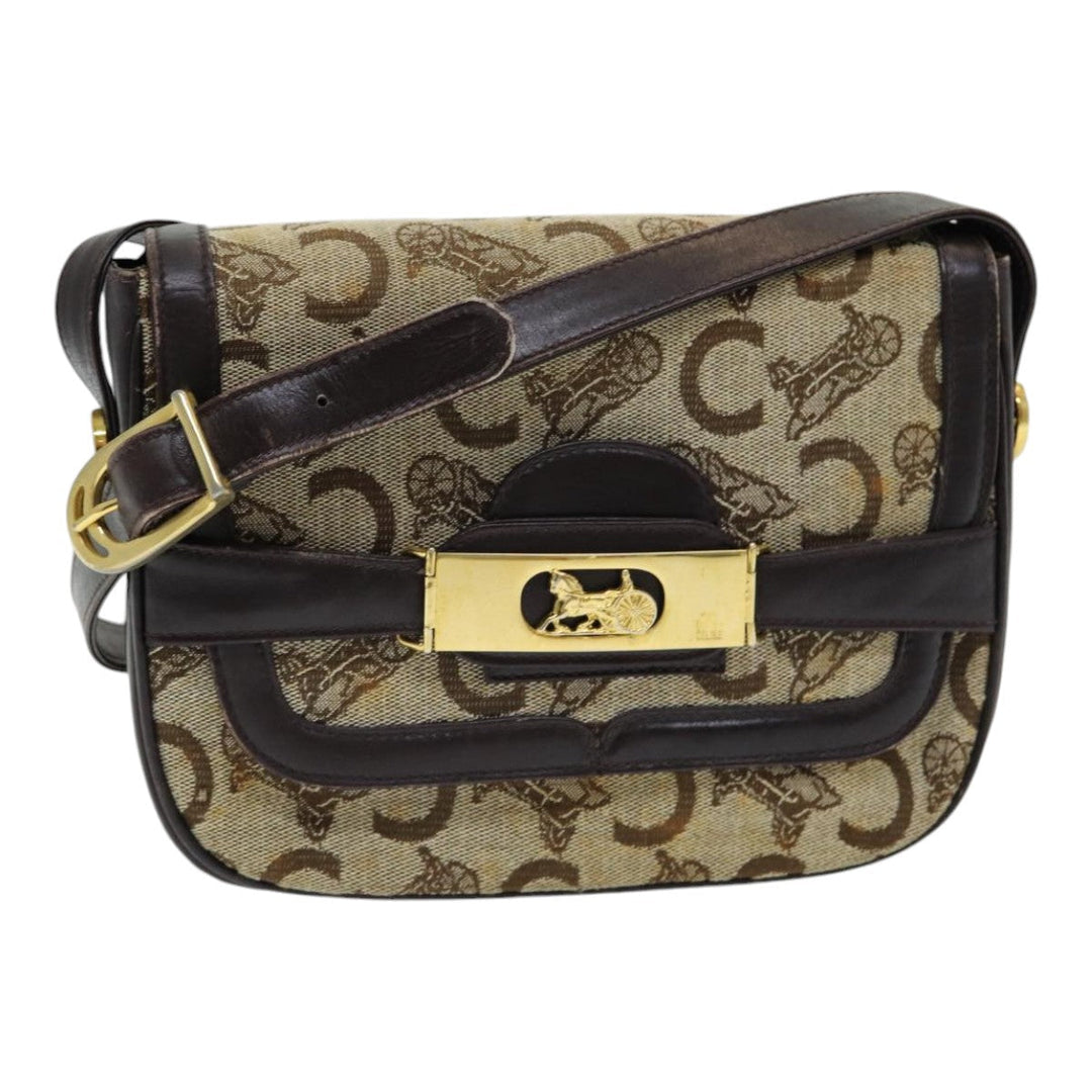 Celine C Sulky Shoulder Bag Canvas Beige Auth ar12163