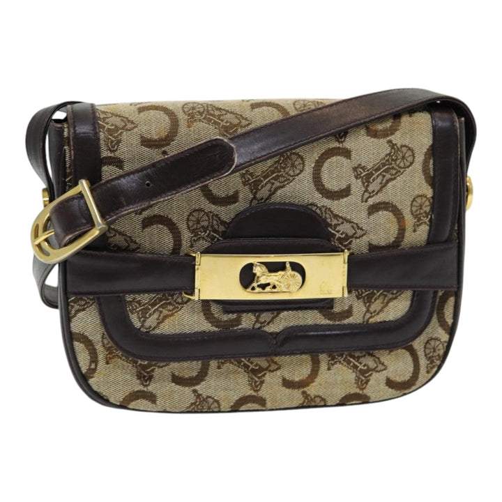 Celine C Sulky Shoulder Bag Canvas Beige Auth ar12163