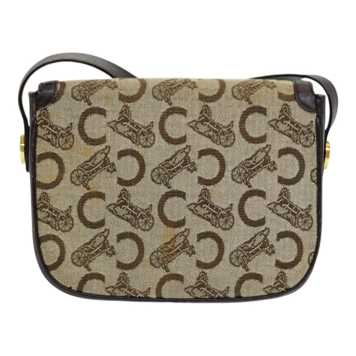 Celine C Sulky Shoulder Bag Canvas Beige Auth ar12163