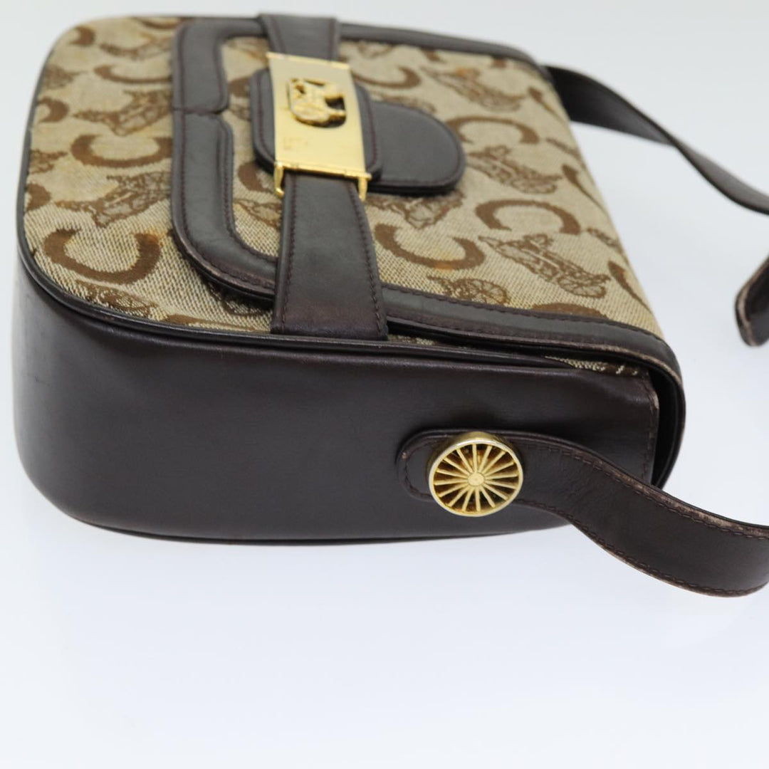 Celine C Sulky Shoulder Bag Canvas Beige Auth ar12163