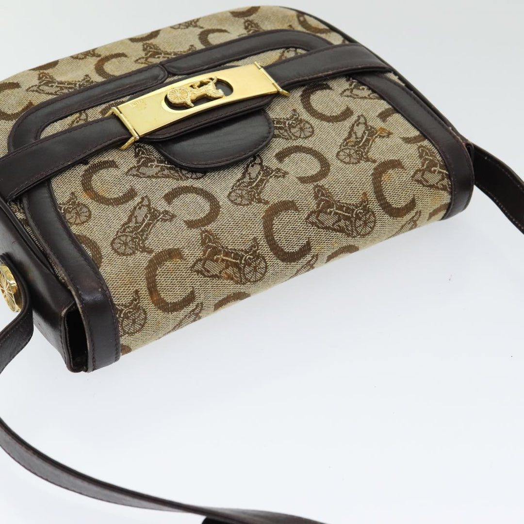 Celine C Sulky Shoulder Bag Canvas Beige Auth ar12163