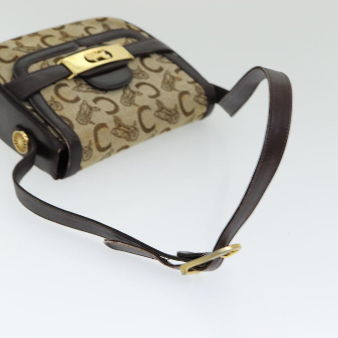 Celine C Sulky Shoulder Bag Canvas Beige Auth ar12163