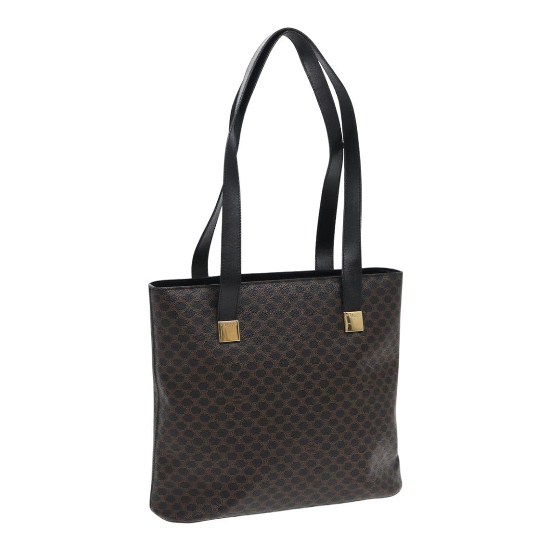 Celine Macadam Canvas Tote Bag PVC Black Auth ar12226
