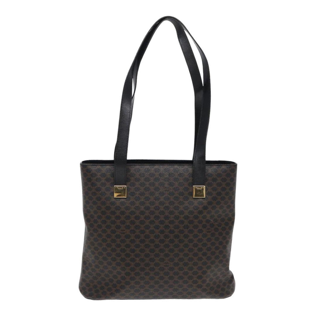 Celine Macadam Canvas Tote Bag PVC Black Auth ar12226
