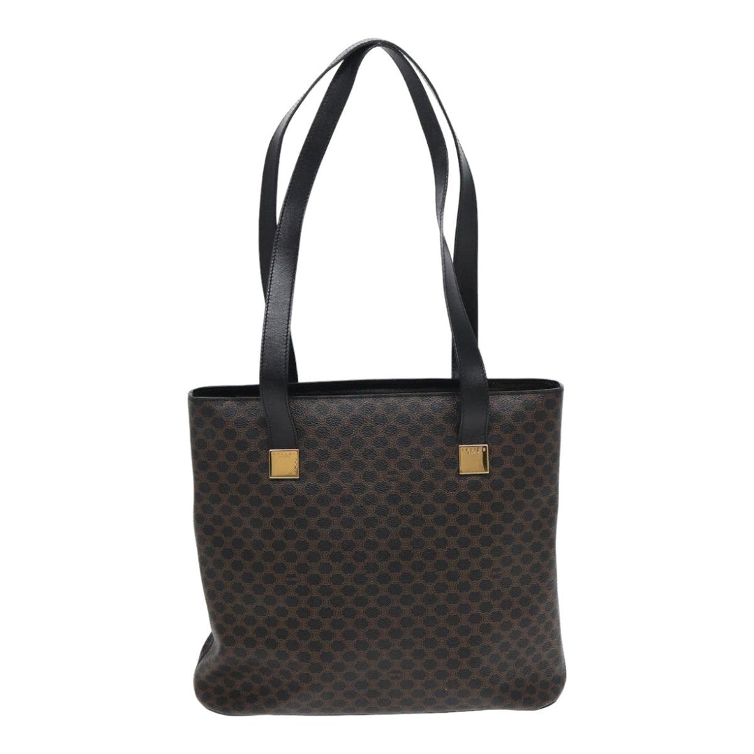 Celine Macadam Canvas Tote Bag PVC Black Auth ar12226