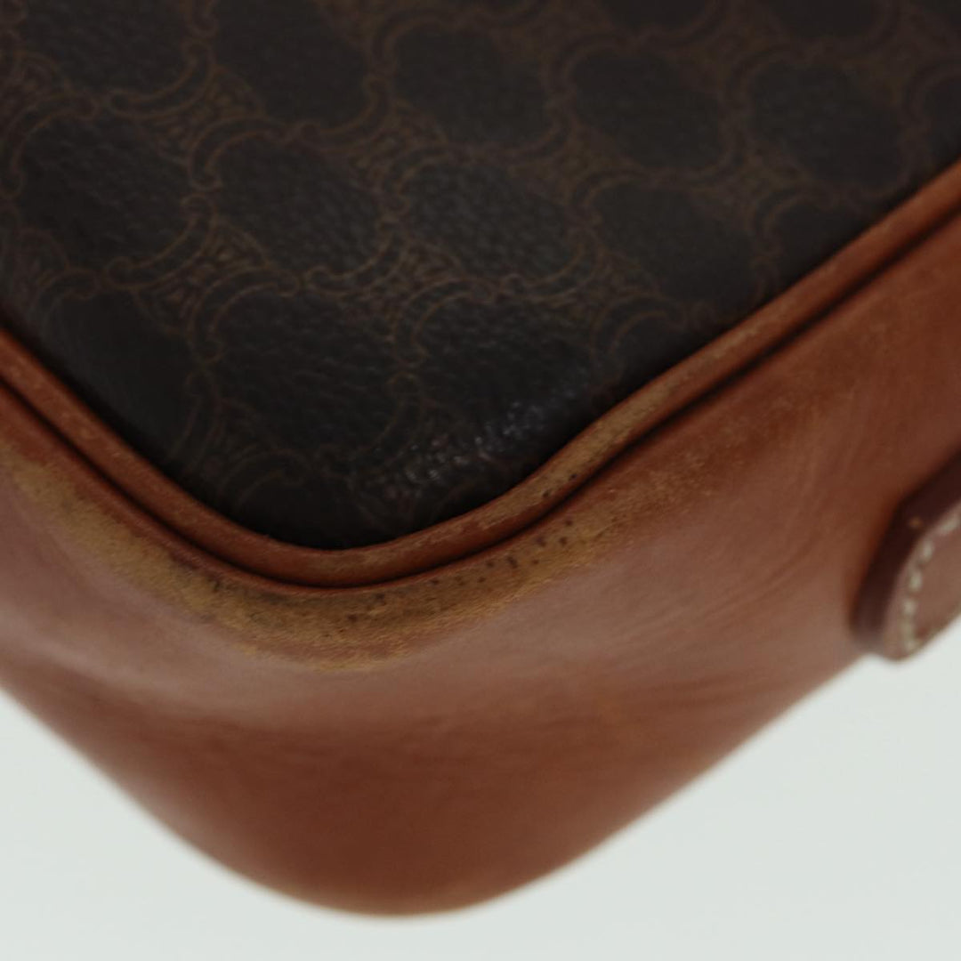 Celine Macadam Canvas Shoulder Bag PVC Leather Brown Auth ar12296