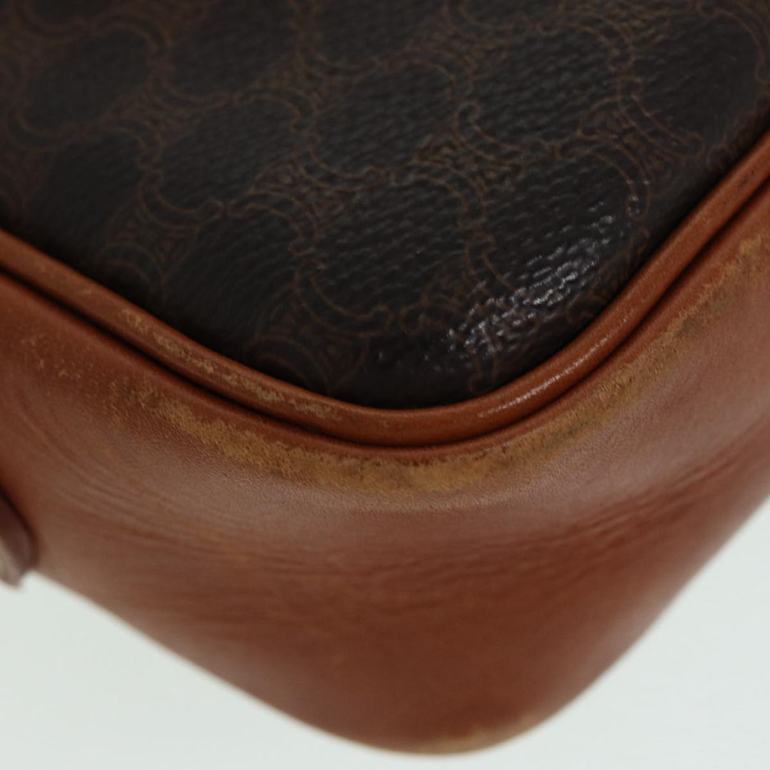 Celine Macadam Canvas Shoulder Bag PVC Leather Brown Auth ar12296