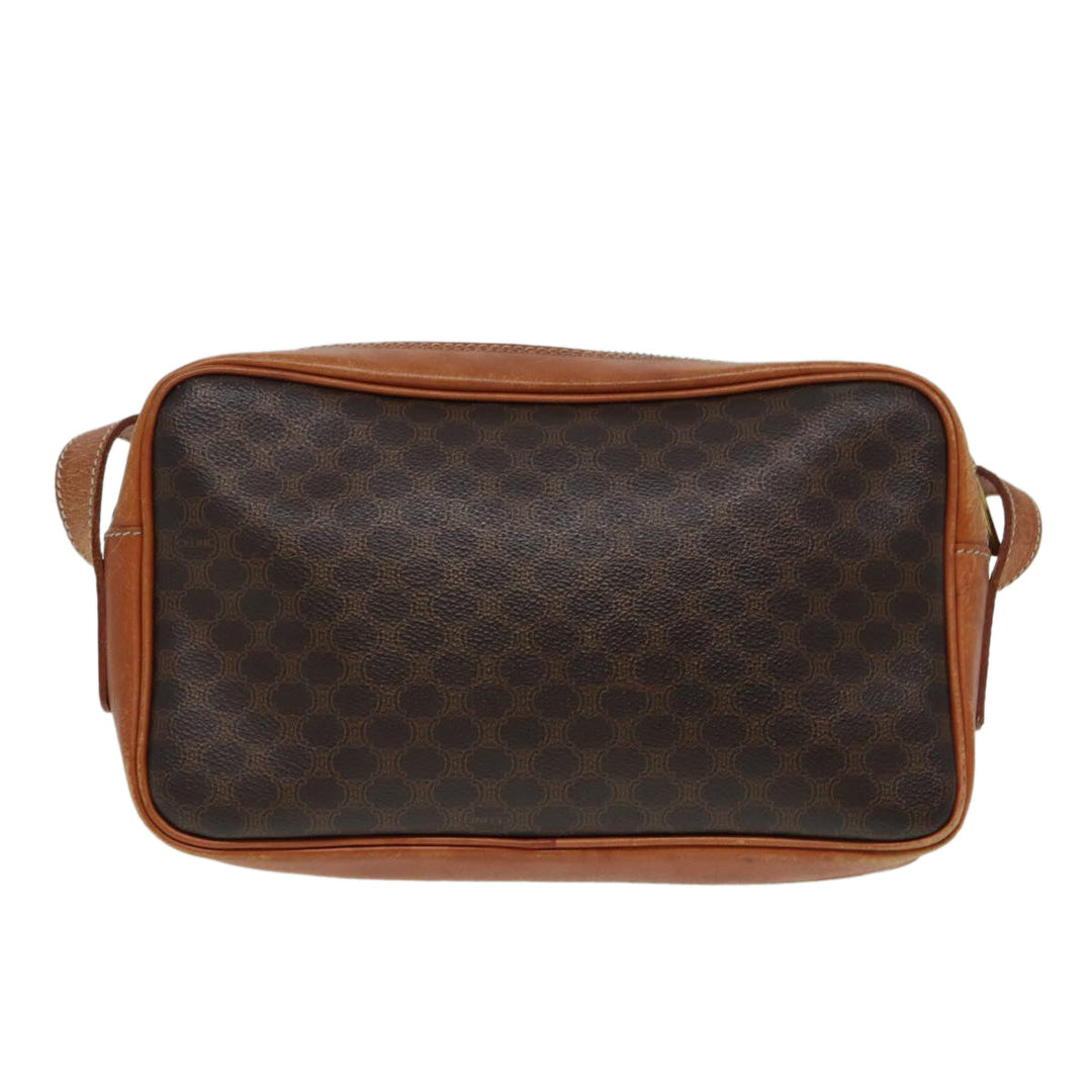 Celine Macadam Canvas Shoulder Bag PVC Leather Brown Auth ar12296