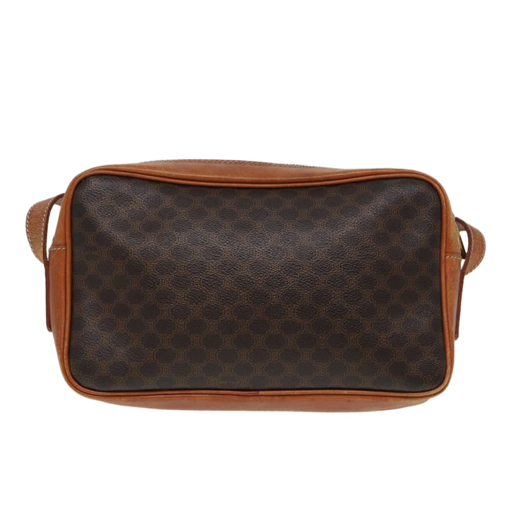 Celine Macadam Canvas Shoulder Bag PVC Leather Brown Auth ar12296