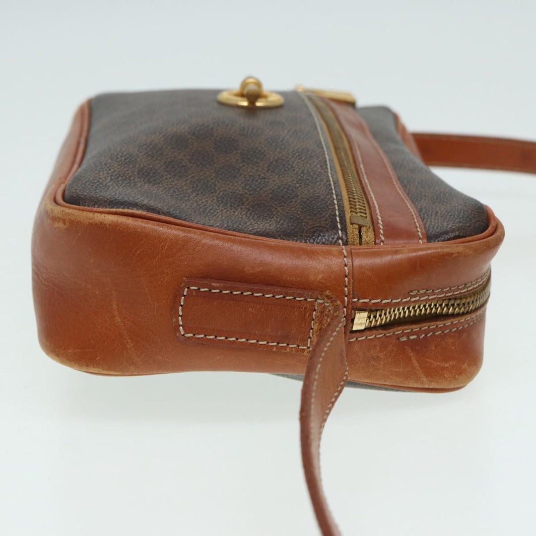 Celine Macadam Canvas Shoulder Bag PVC Leather Brown Auth ar12296