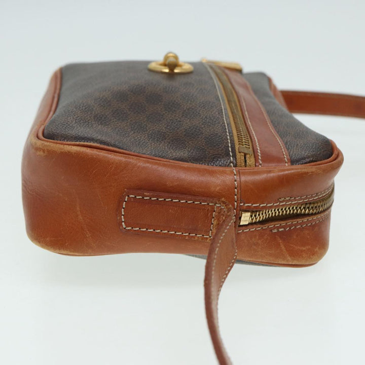 Celine Macadam Canvas Shoulder Bag PVC Leather Brown Auth ar12296