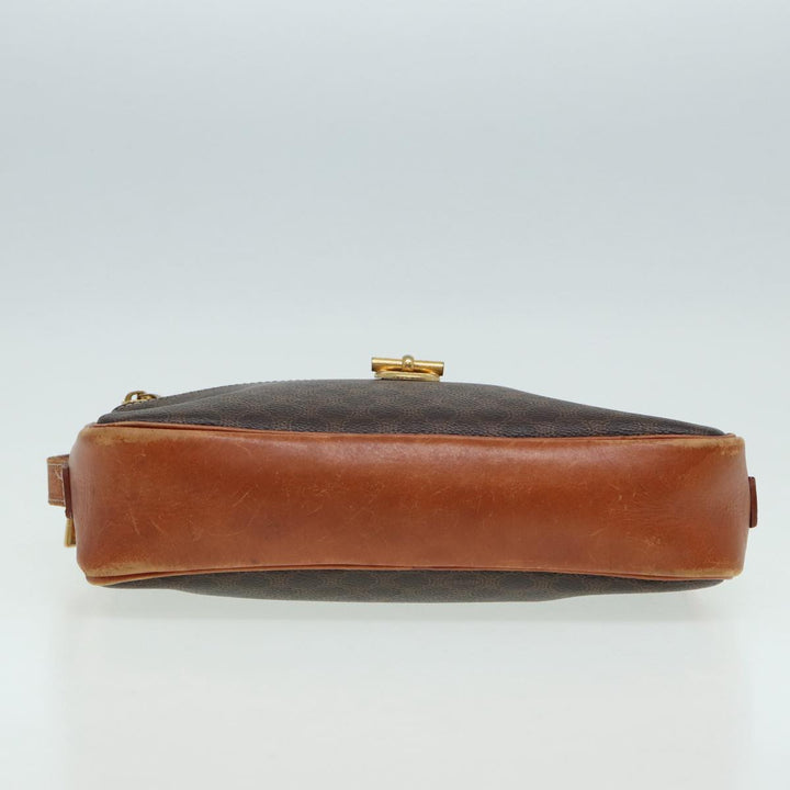 Celine Macadam Canvas Shoulder Bag PVC Leather Brown Auth ar12296