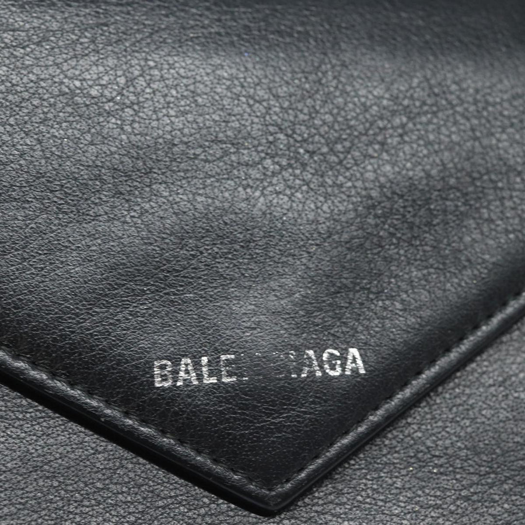 Top Quality Balenciaga Paper Manny Long Wallet Leather Black Silver 371661 Auth ar12342