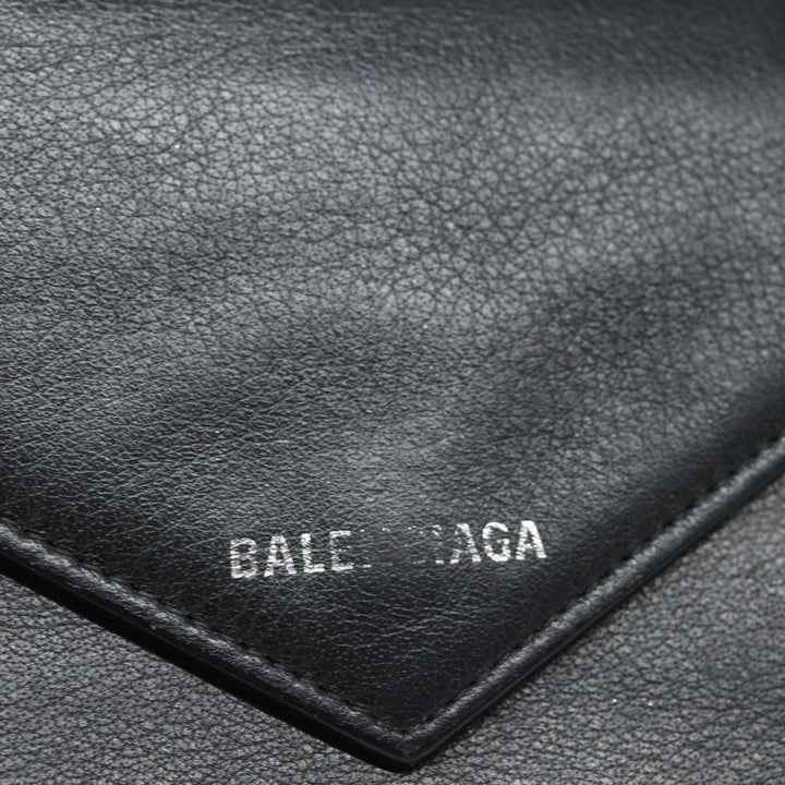 Top Quality Balenciaga Paper Manny Long Wallet Leather Black Silver 371661 Auth ar12342