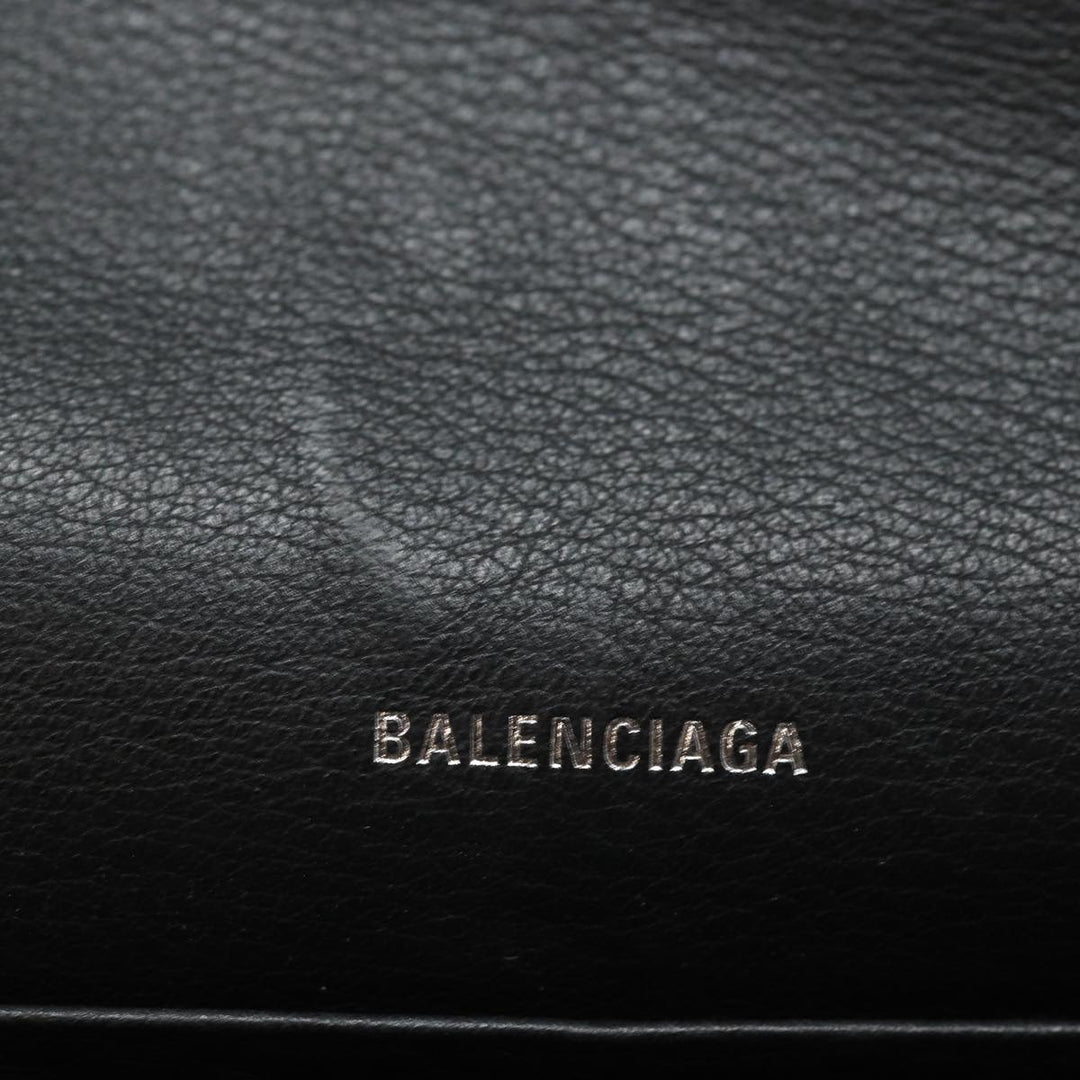 Top Quality Balenciaga Paper Manny Long Wallet Leather Black Silver 371661 Auth ar12342