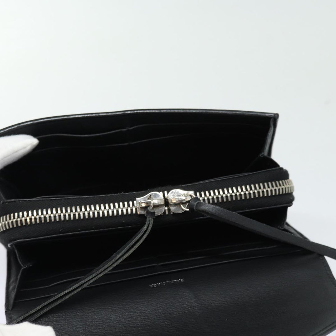 Top Quality Balenciaga Paper Manny Long Wallet Leather Black Silver 371661 Auth ar12342